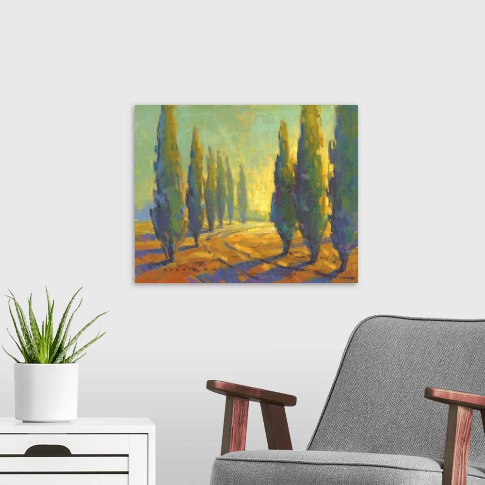 A modern room featuring Cypress Sunset