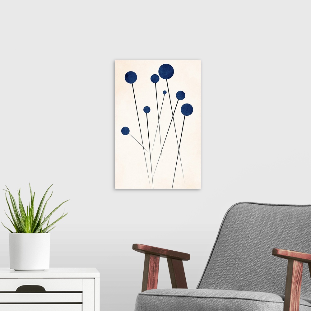 A modern room featuring Blue Flowers In The Wilderness - 2
