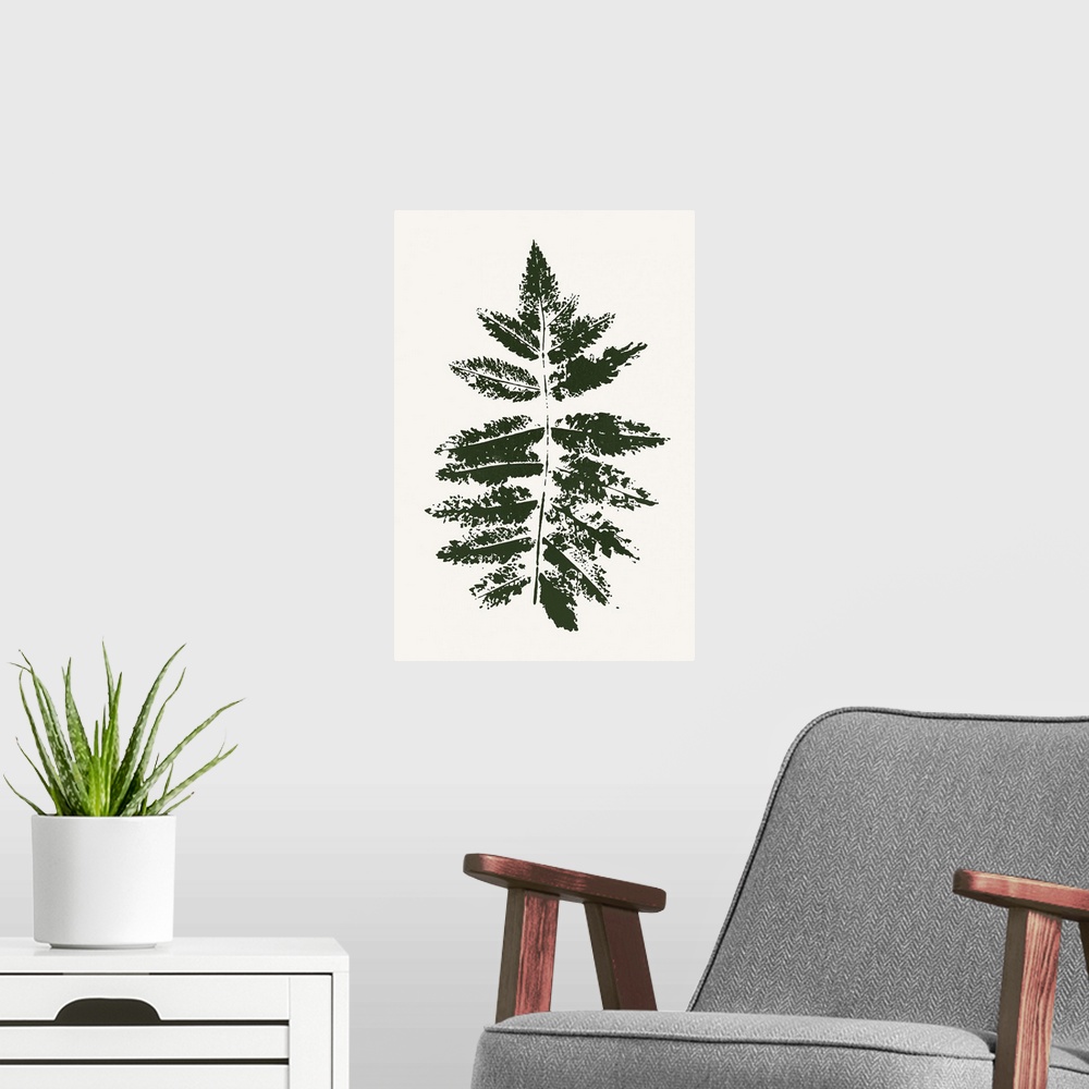 A modern room featuring Oak Leaf Print - Green