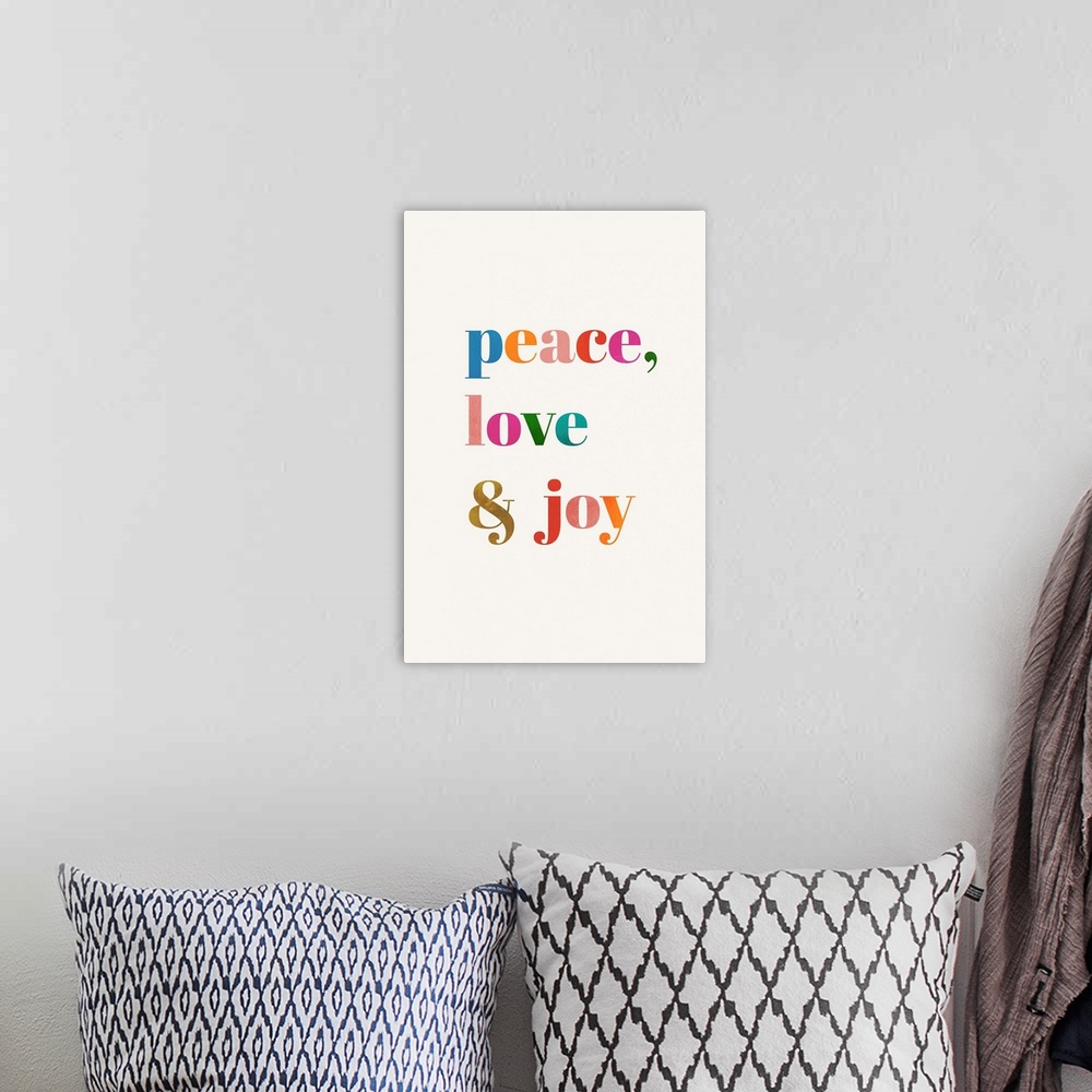 A bohemian room featuring Peace, Love, & Joy