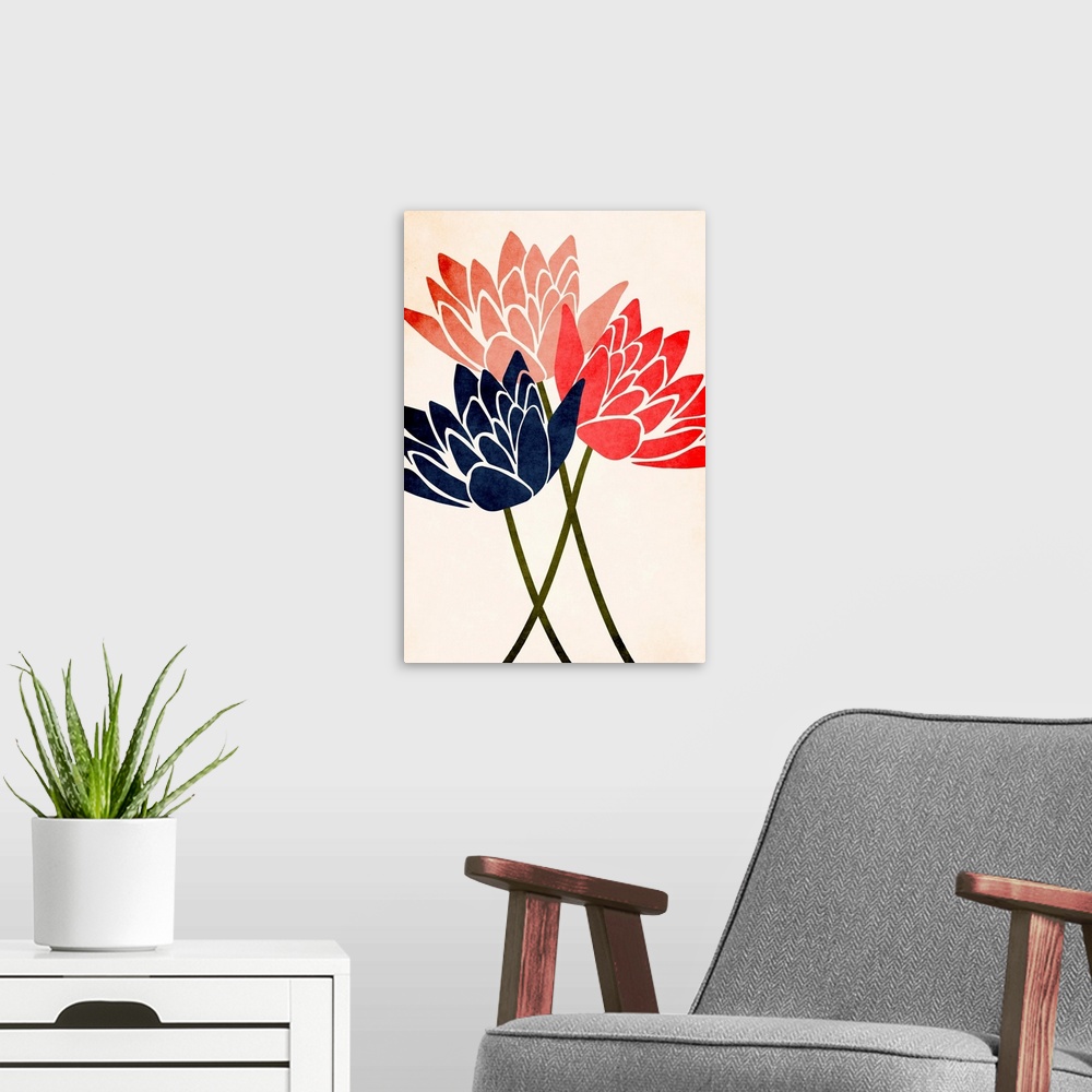 A modern room featuring Three Blossoms