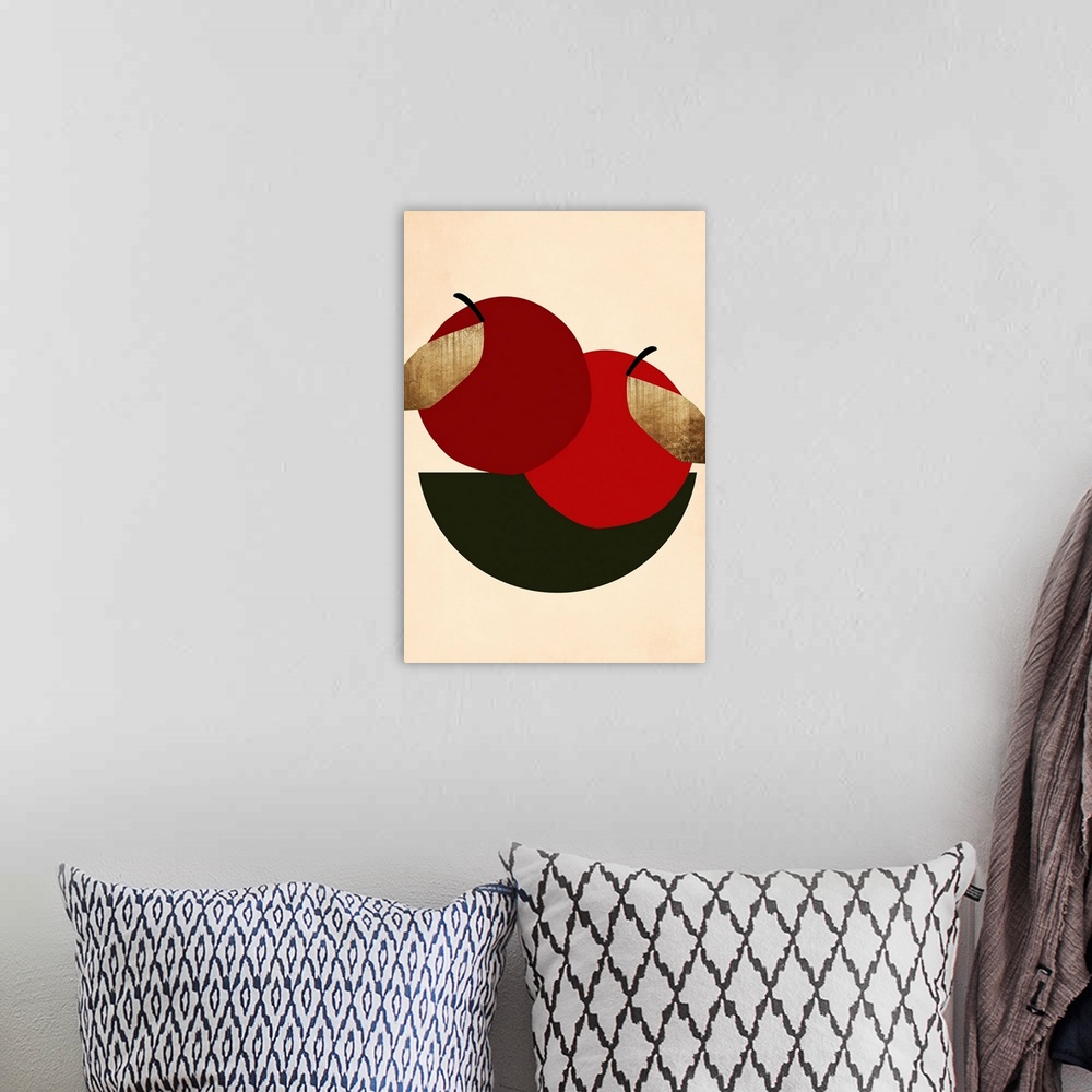 A bohemian room featuring Two Red Apples