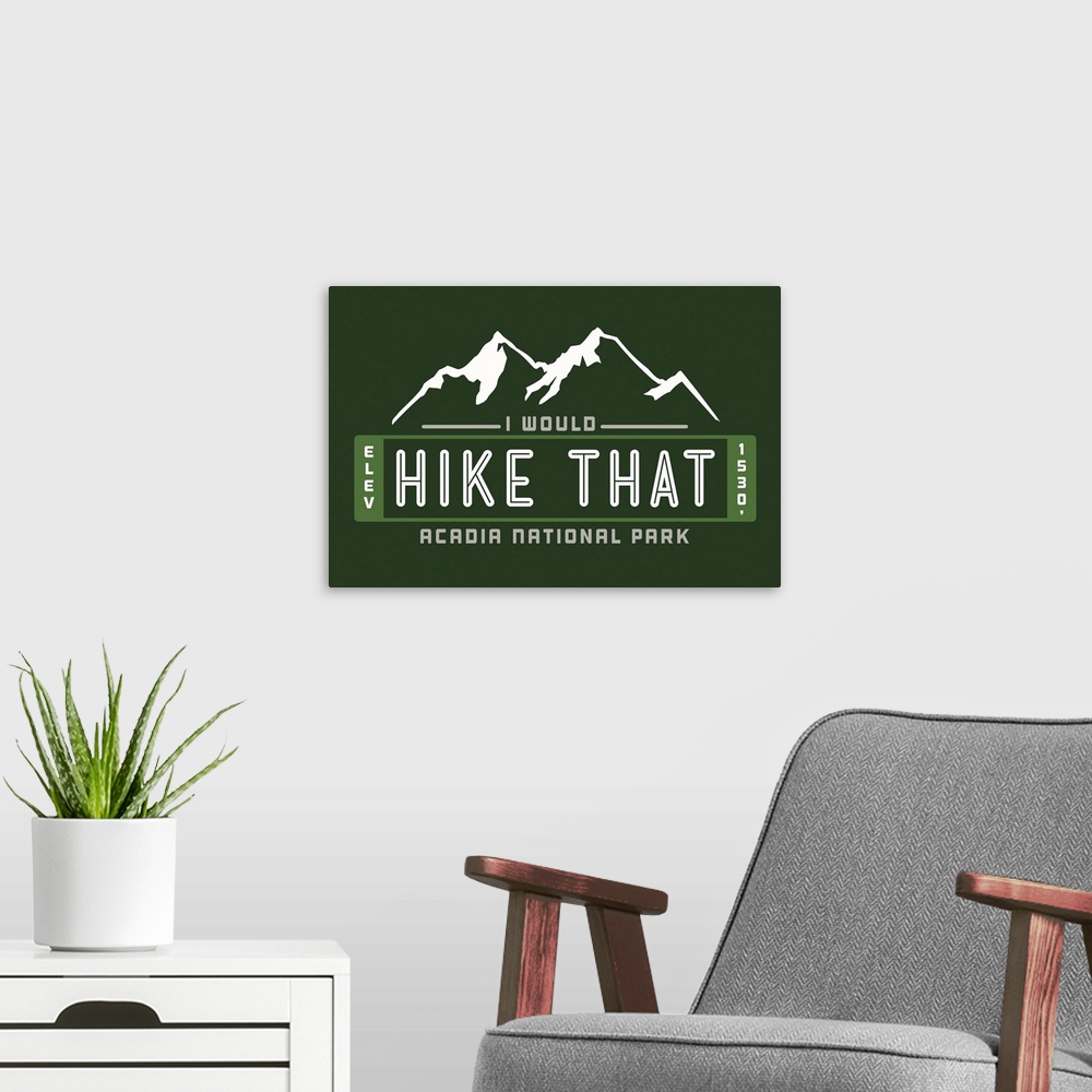 A modern room featuring Acadia National Park, I Would Hike That: Graphic Travel Poster