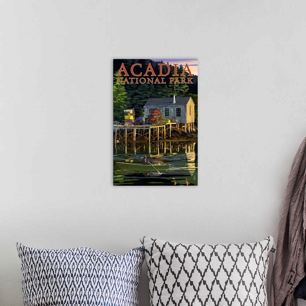 A bohemian room featuring Acadia National Park, Maine - Lobster Shack: Retro Travel Poster