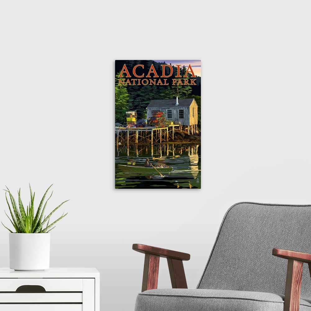 A modern room featuring Acadia National Park, Maine - Lobster Shack: Retro Travel Poster