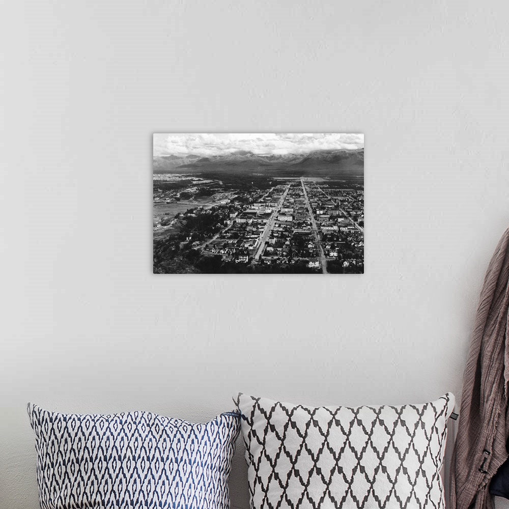 A bohemian room featuring Aerial View of Anchorage, Alaska, Business District