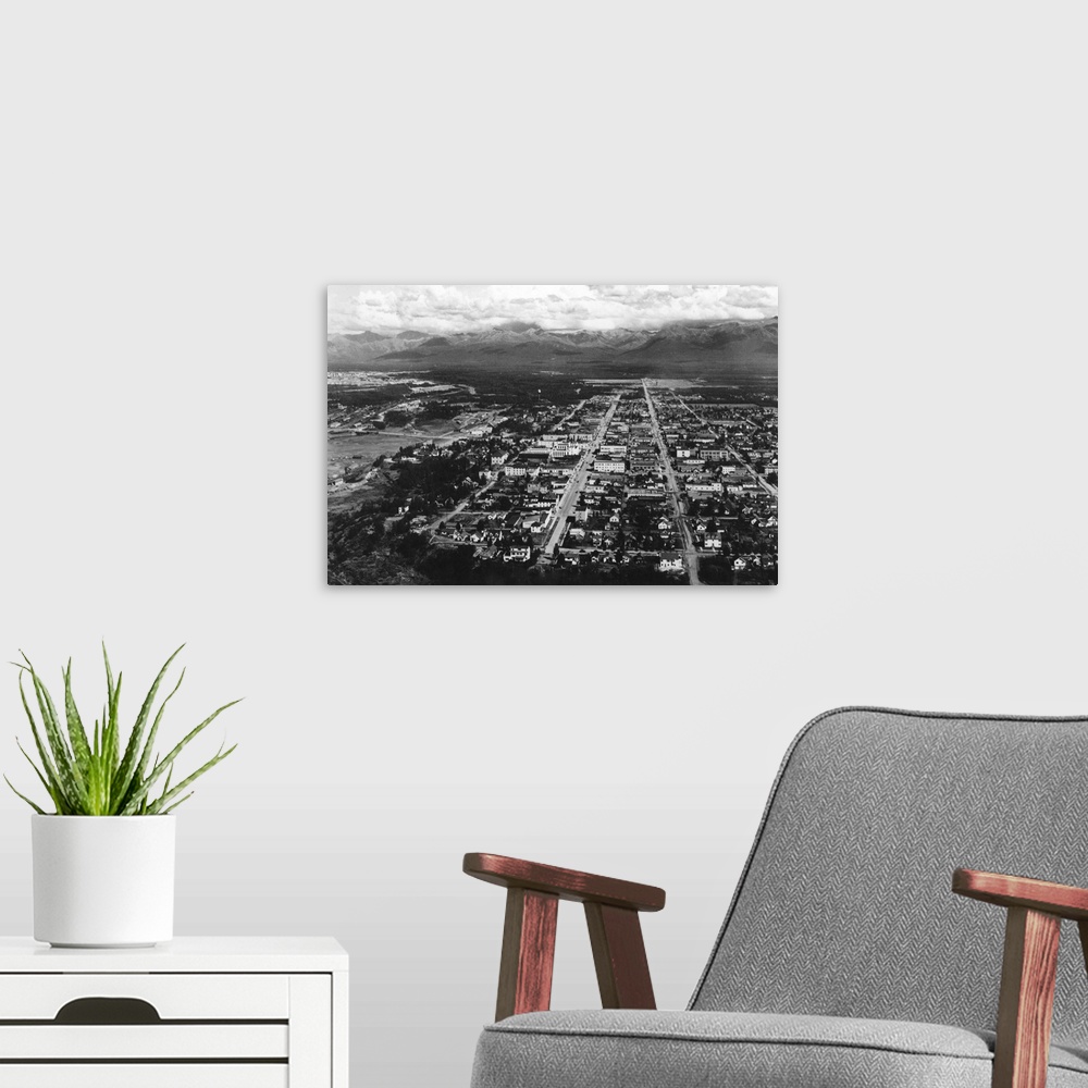 A modern room featuring Aerial View of Anchorage, Alaska, Business District