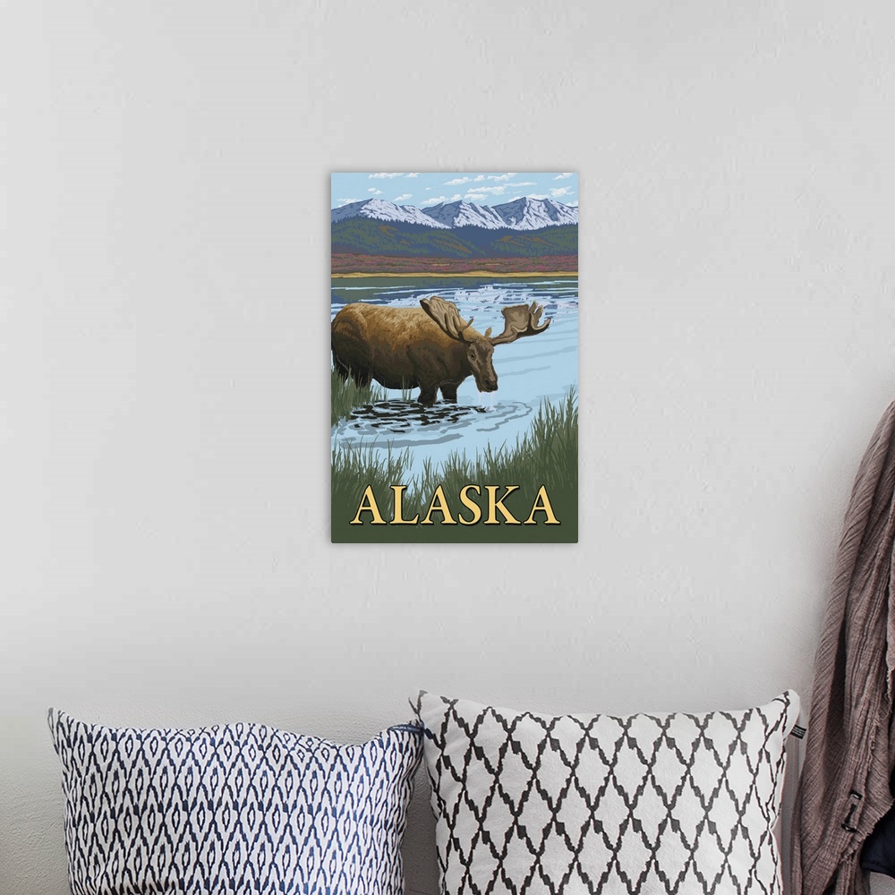 A bohemian room featuring Alaska - Moose in Water