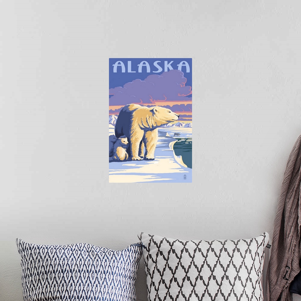 A bohemian room featuring Alaska, Polar Bear at Sunrise