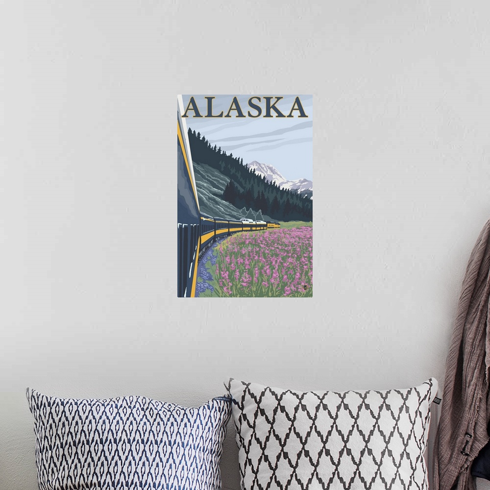 A bohemian room featuring Alaska Railroad - Alaska: Retro Travel Poster