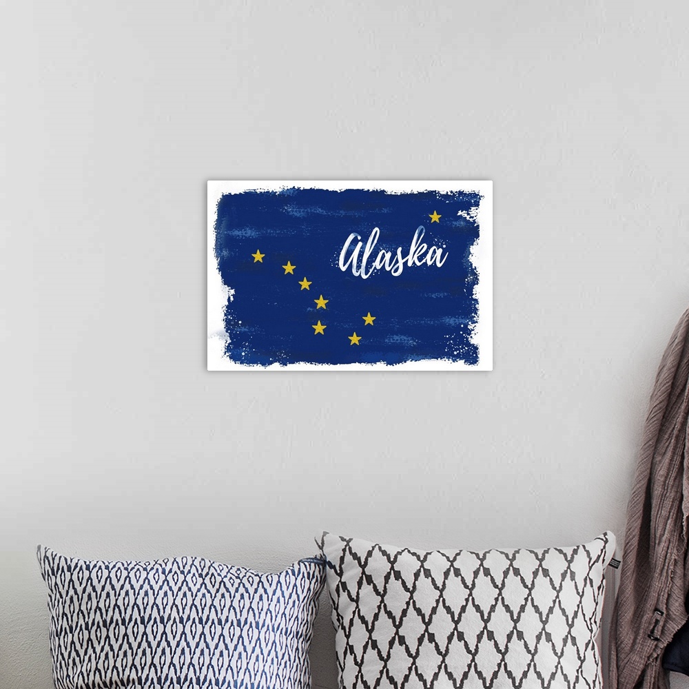 A bohemian room featuring Alaska - State Flag - Watercolor