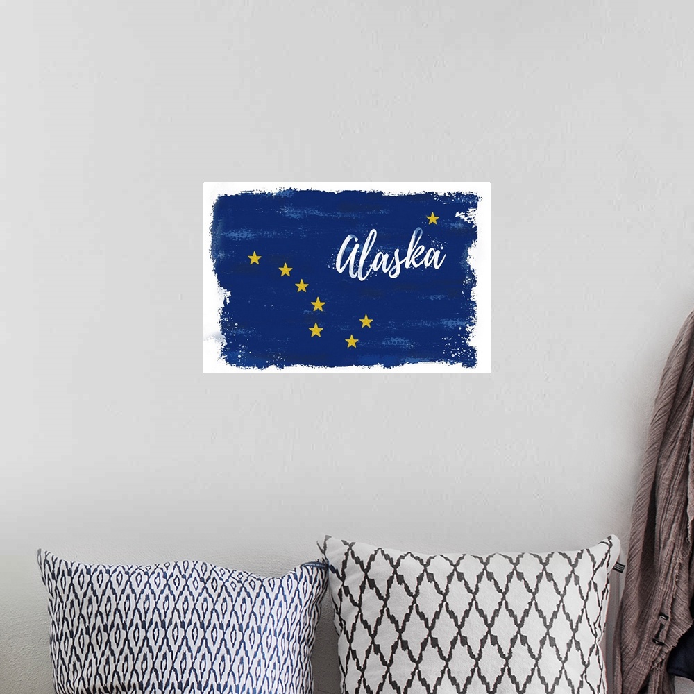 A bohemian room featuring Alaska - State Flag - Watercolor