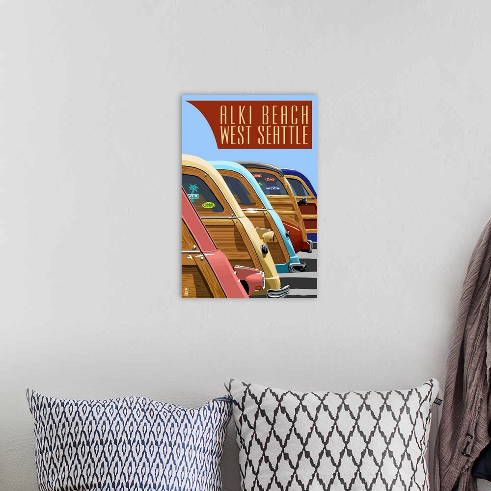 A bohemian room featuring Alki Beach, West Seattle, Washington, Woodies Lined Up