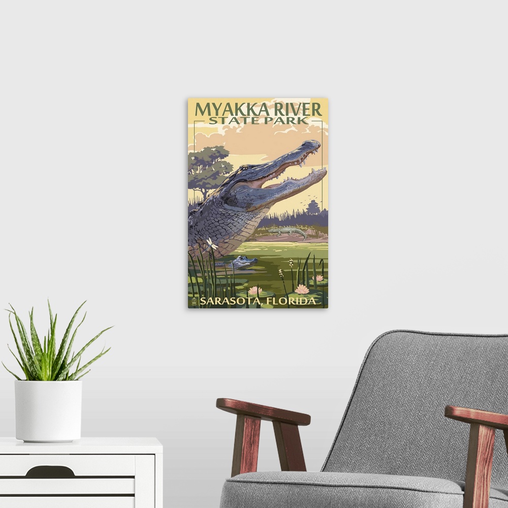 A modern room featuring Alligator, Myakka River State Park, Sarasota, Florida