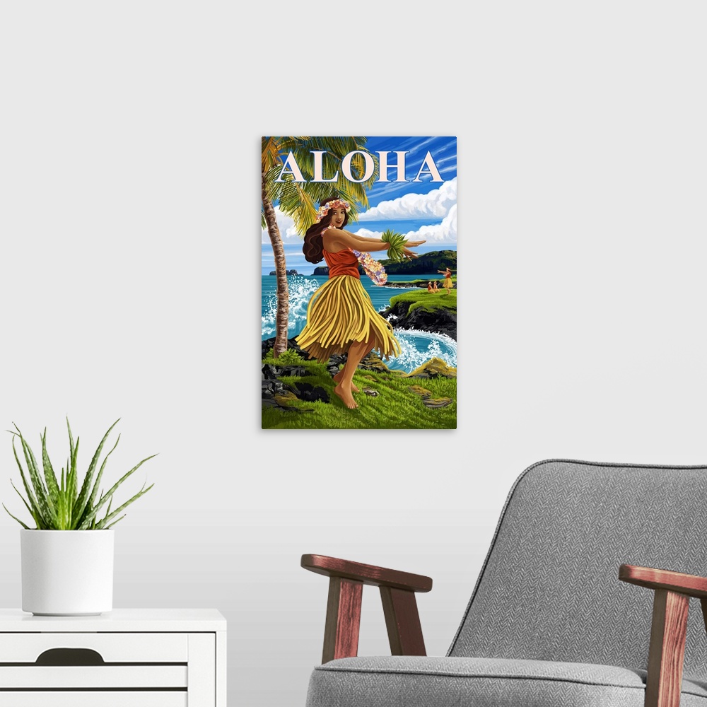 A modern room featuring Aloha - Hula Girl On Coast