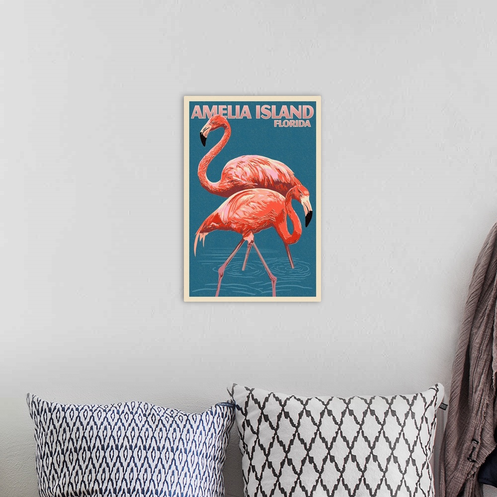 A bohemian room featuring Amelia Island, Florida, Flamingo, Letterpress