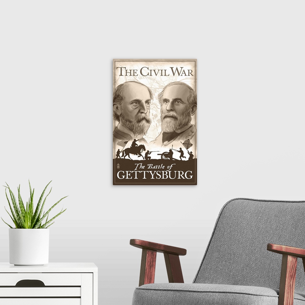 A modern room featuring American Civil War - The Battle of Gettysburg: Retro Travel Poster