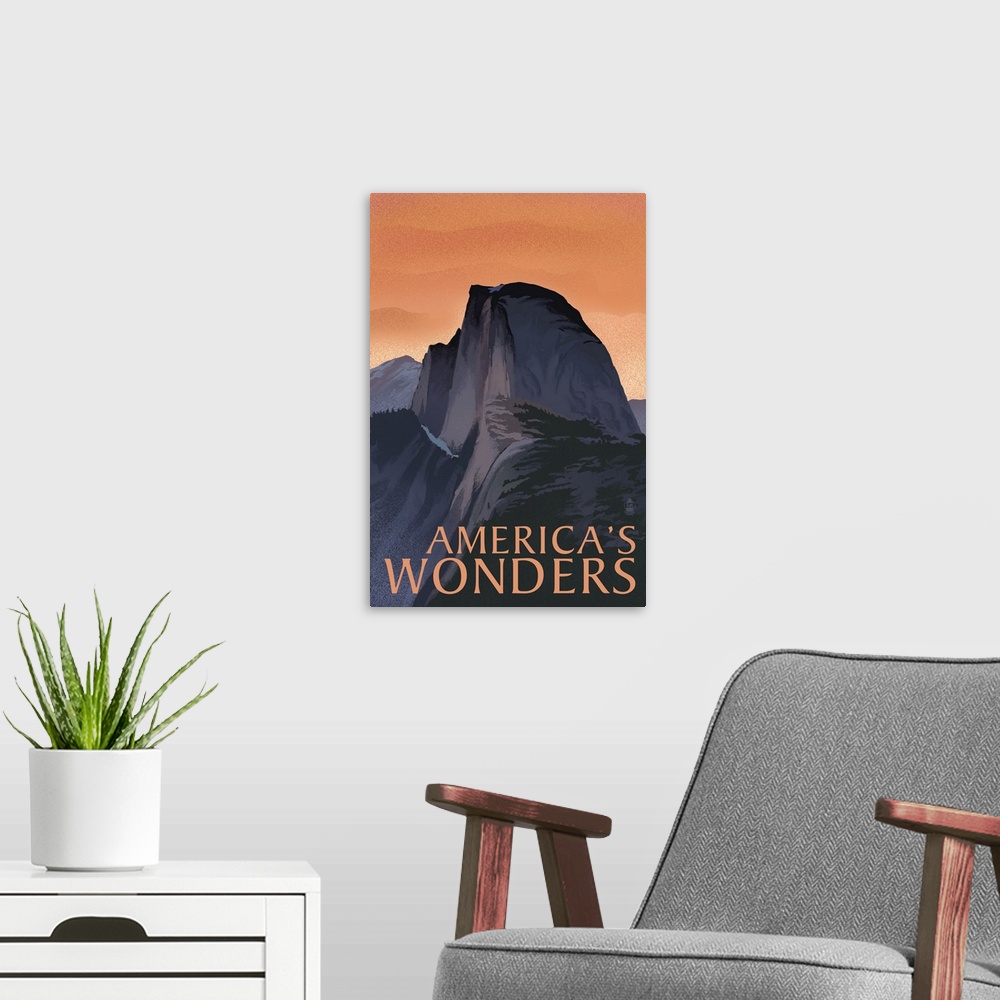 A modern room featuring America's Wonders, National Park WPA Sentiment