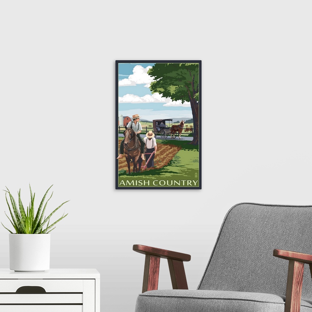 A modern room featuring Amish Country, Field Scene