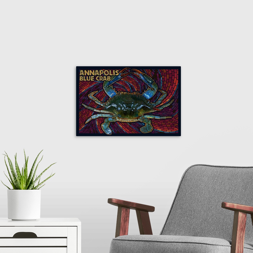 A modern room featuring Annapolis, Maryland, Blue Crab Mosaic