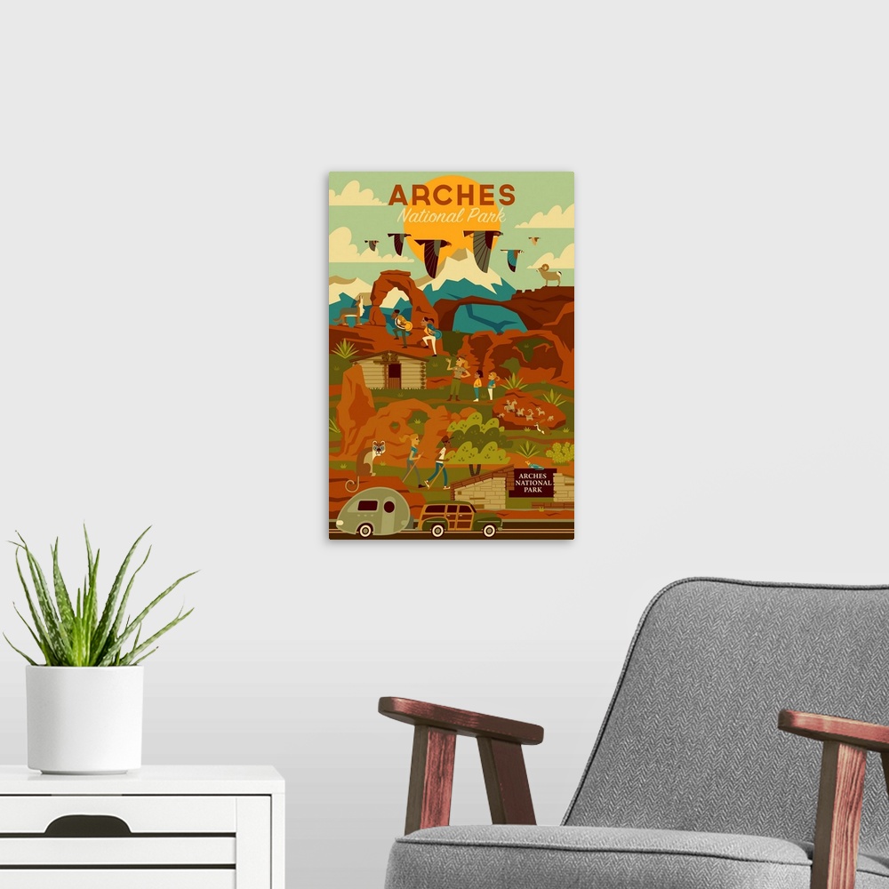 A modern room featuring Arches National Park, Adventure: Graphic Travel Poster