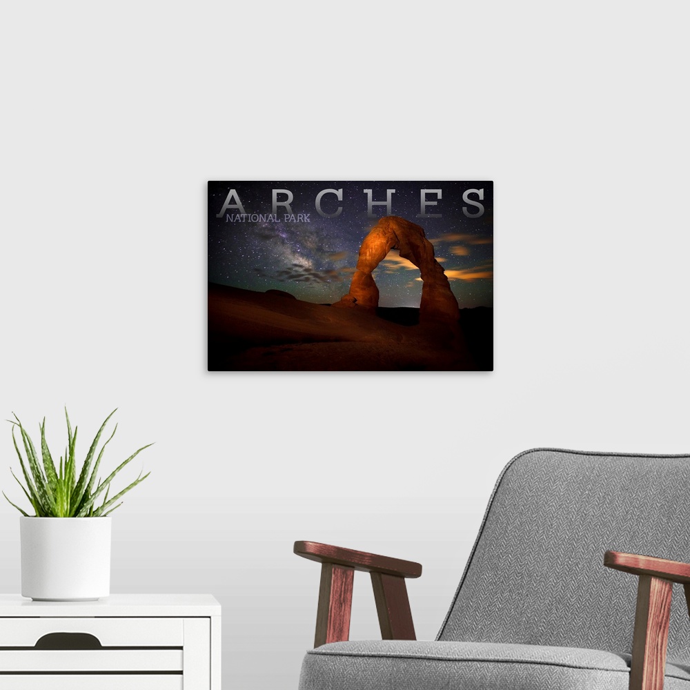 A modern room featuring Arches National Park, Delicate Arch: Travel Poster