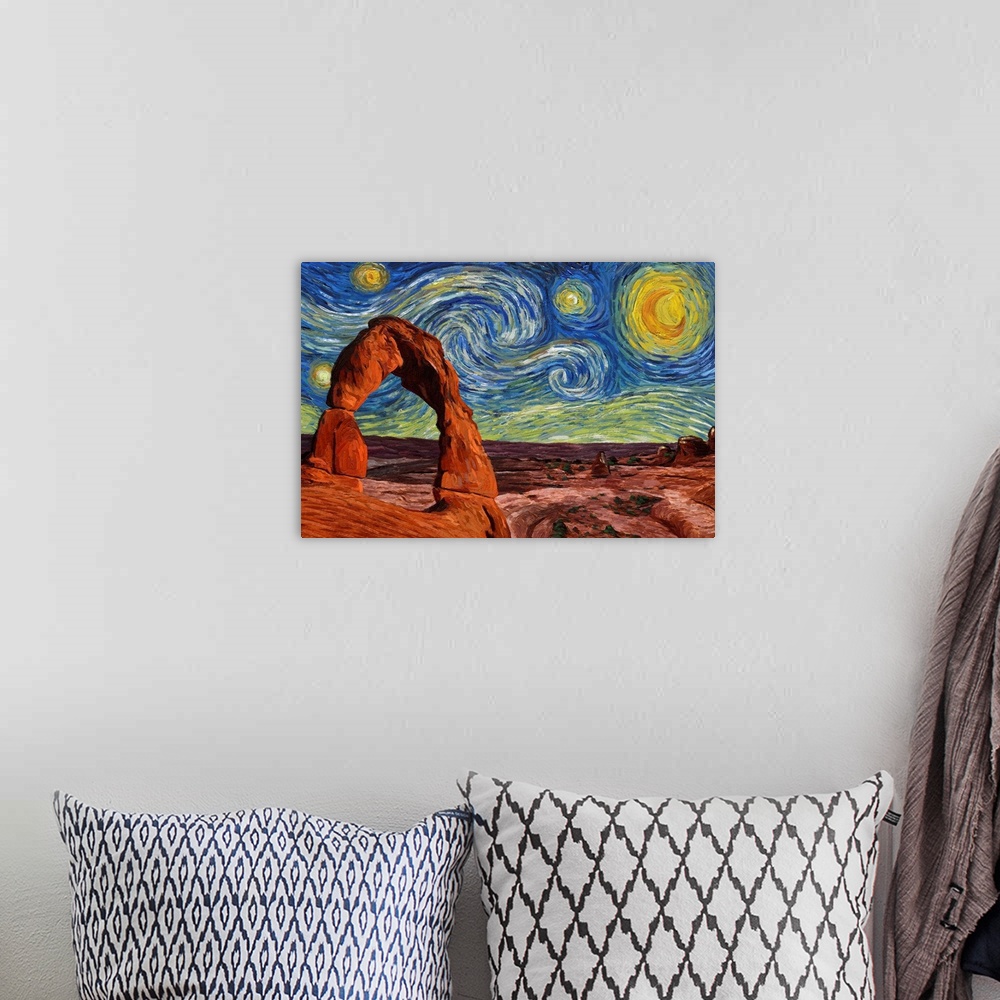 A bohemian room featuring Arches National Park - Starry Night National Park Series