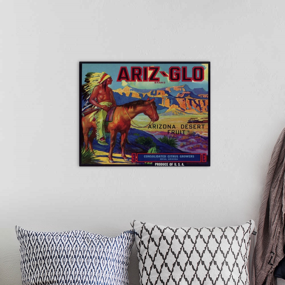 A bohemian room featuring Ariz-Glo Orange Label, Mesa, AZ