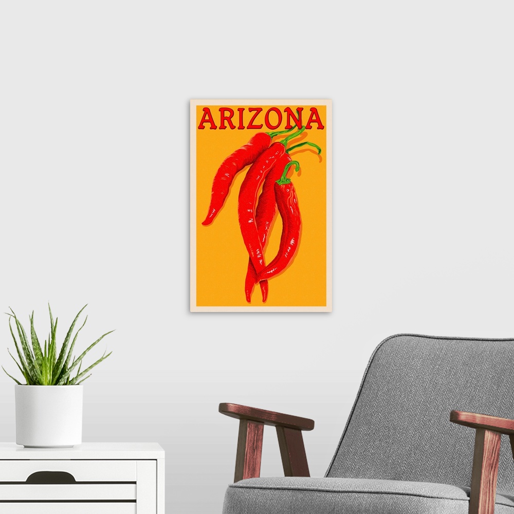 A modern room featuring Arizona, Red Chili, Letterpress