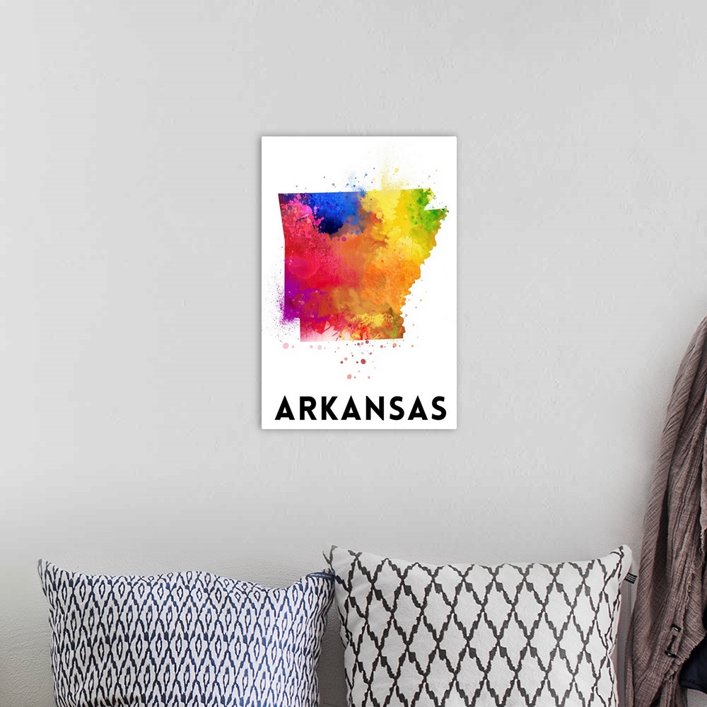 A bohemian room featuring Arkansas - State Abstract Watercolor