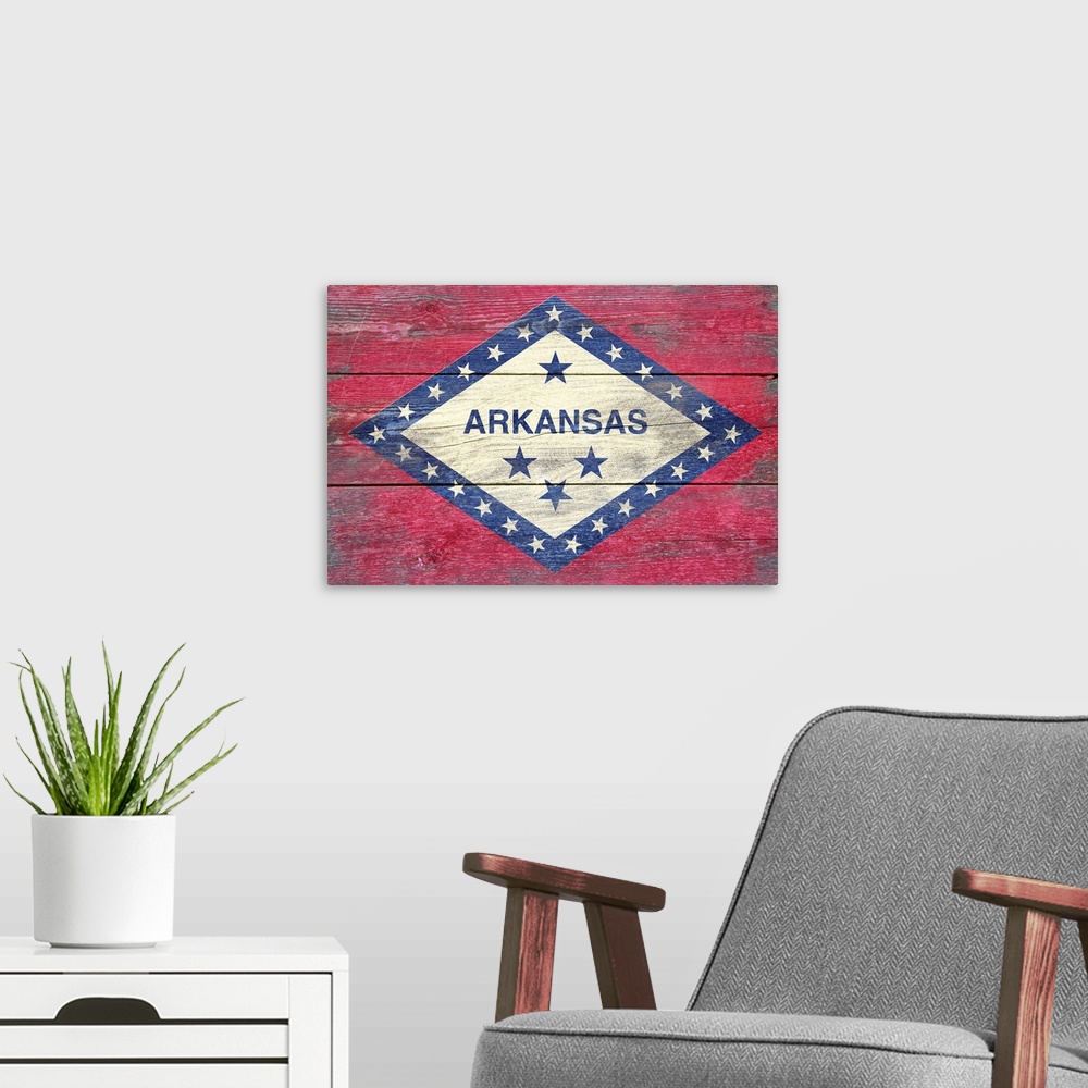 A modern room featuring Arkansas State Flag, Barnwood Painting