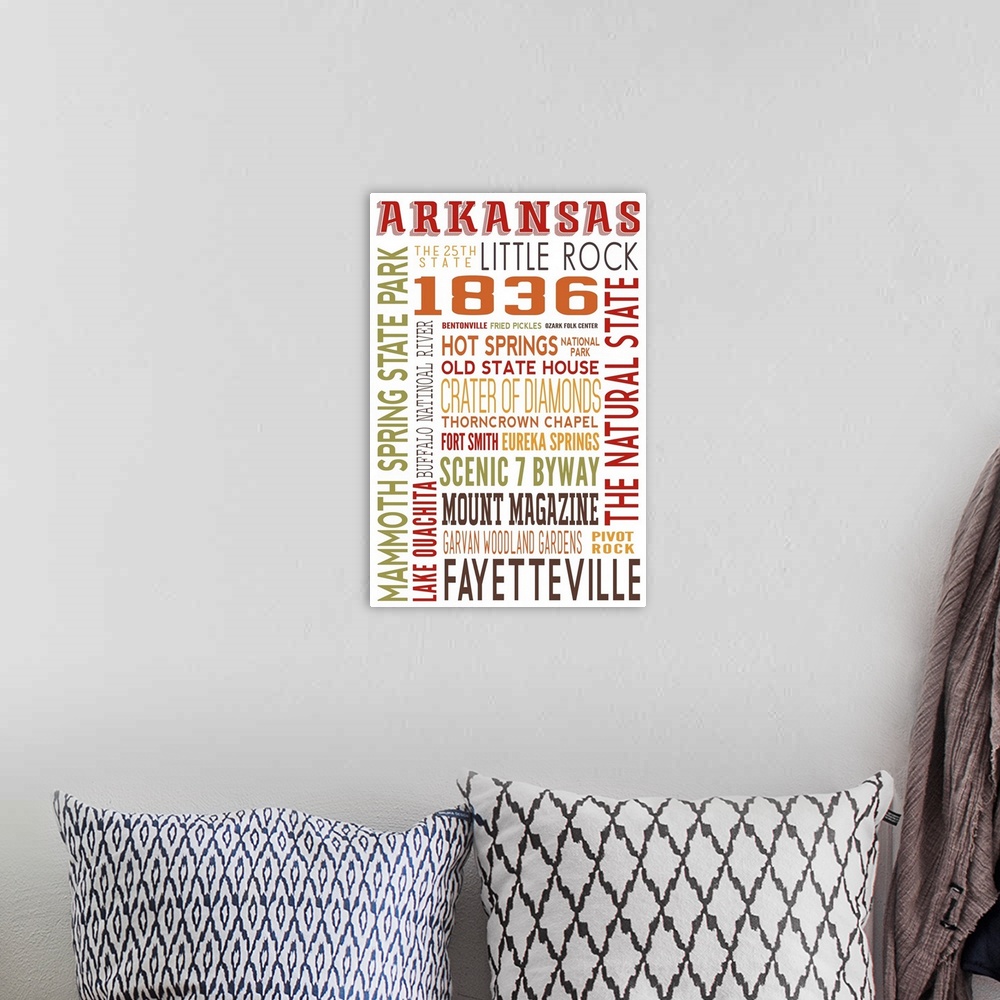 A bohemian room featuring Arkansas Typography