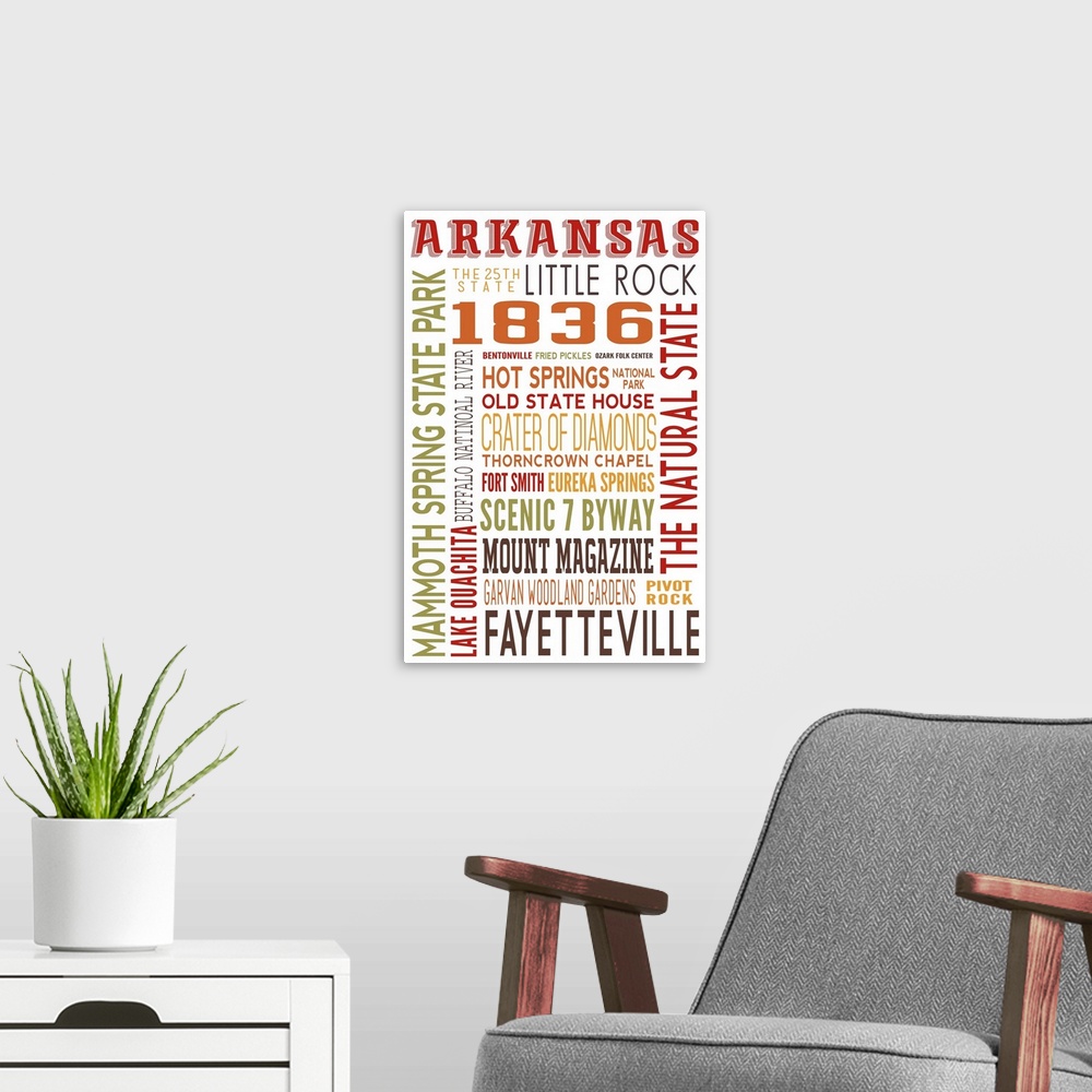 A modern room featuring Arkansas Typography