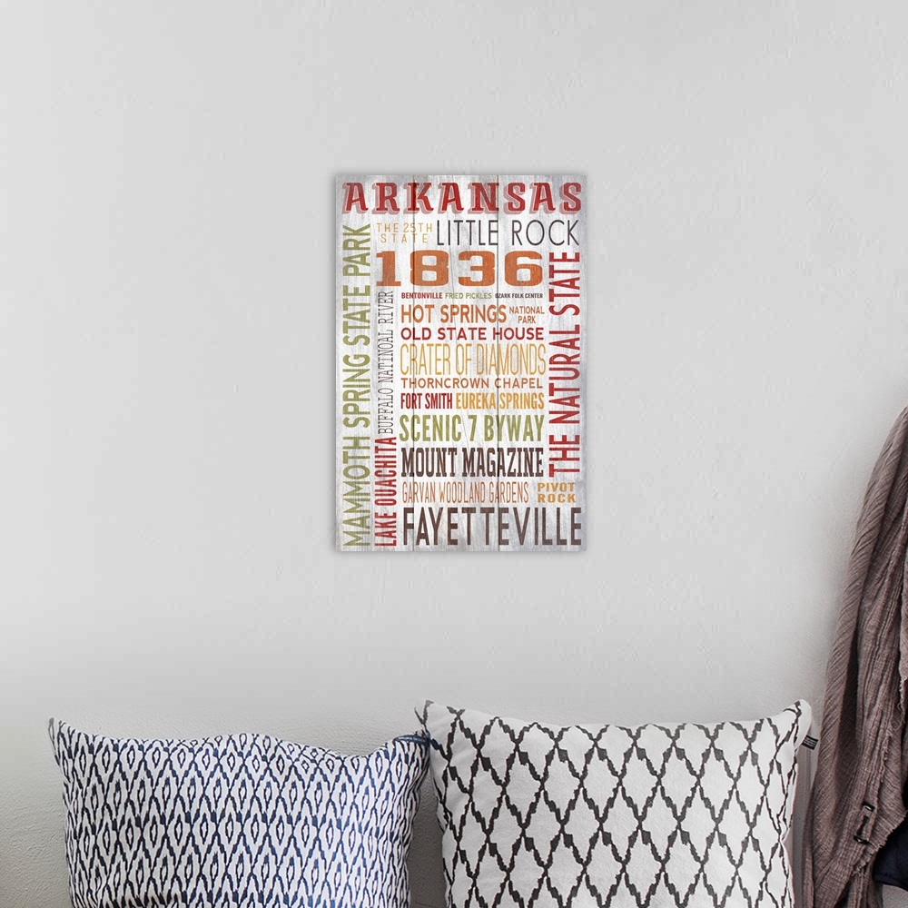 A bohemian room featuring Arkansas Typography