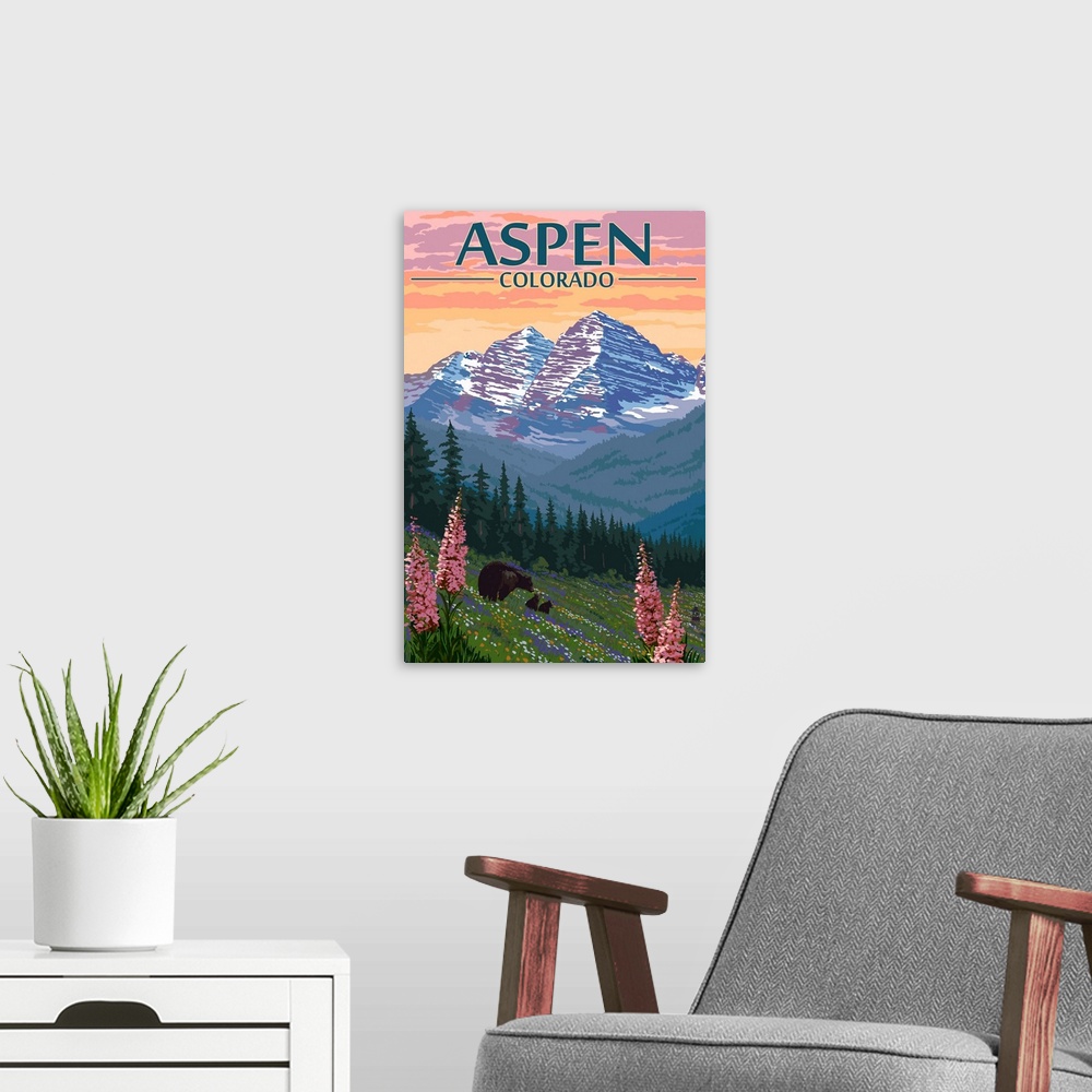 A modern room featuring Aspen, Colorado, Bear and Spring Flowers