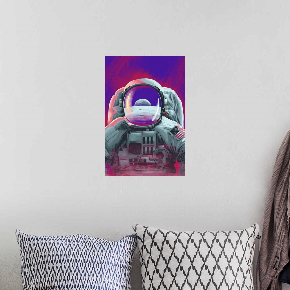A bohemian room featuring Astronaut, Moon Reflection