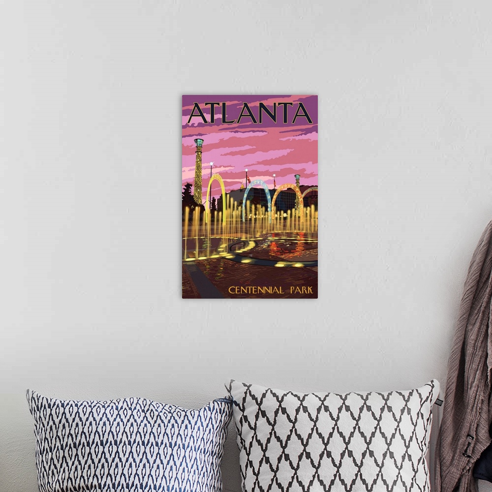 A bohemian room featuring Atlanta, Georgia - Centennial Park: Retro Travel Poster