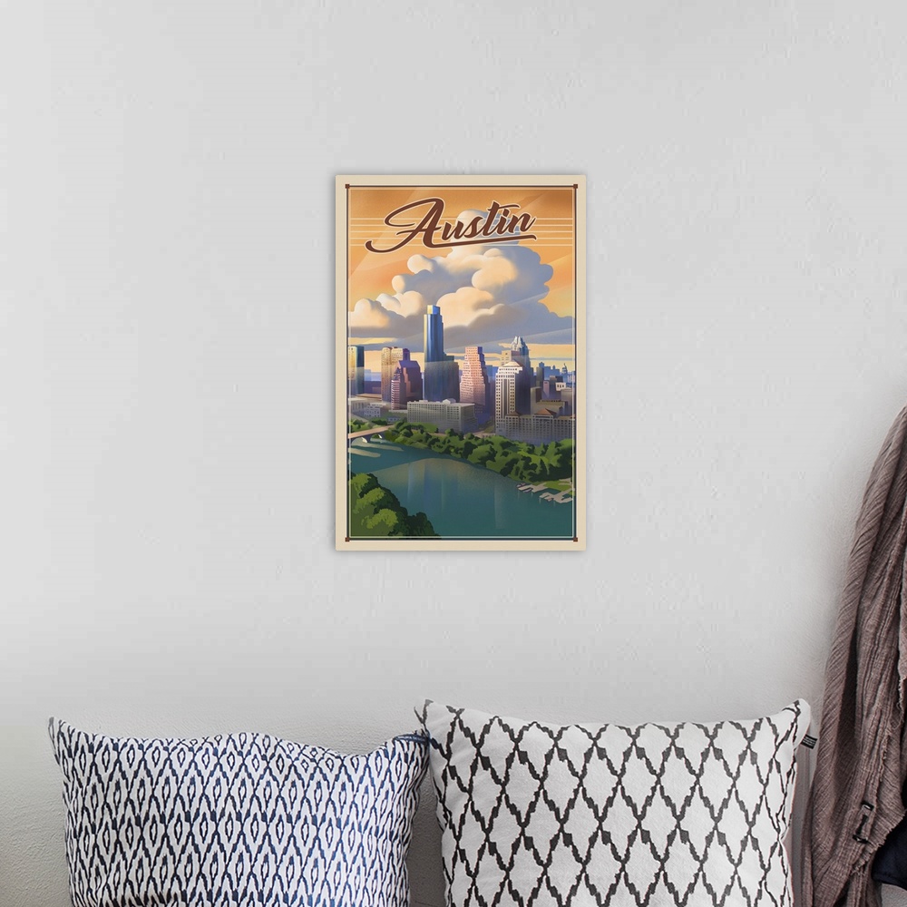 A bohemian room featuring Austin, Texas - Lithograph - City Series