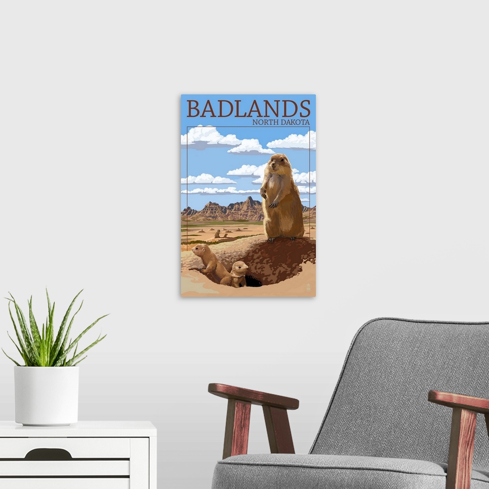 A modern room featuring Badlands, North Dakota, Prairie Dogs