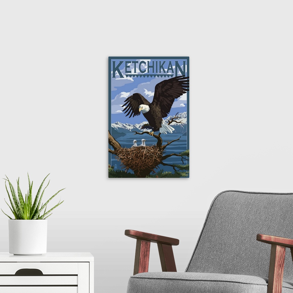 A modern room featuring Bald Eagle and Chicks, Ketchikan, Alaska