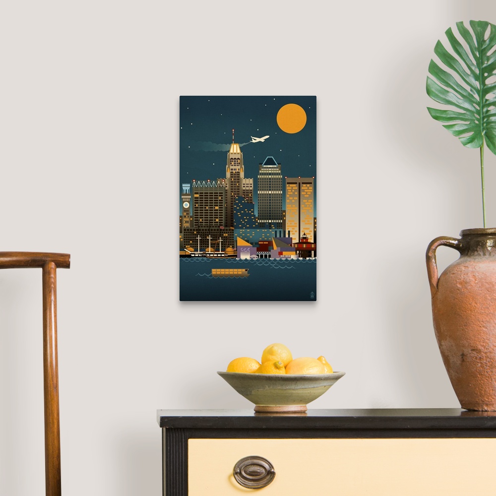 A traditional room featuring Baltimore, Maryland, Retro Skyline