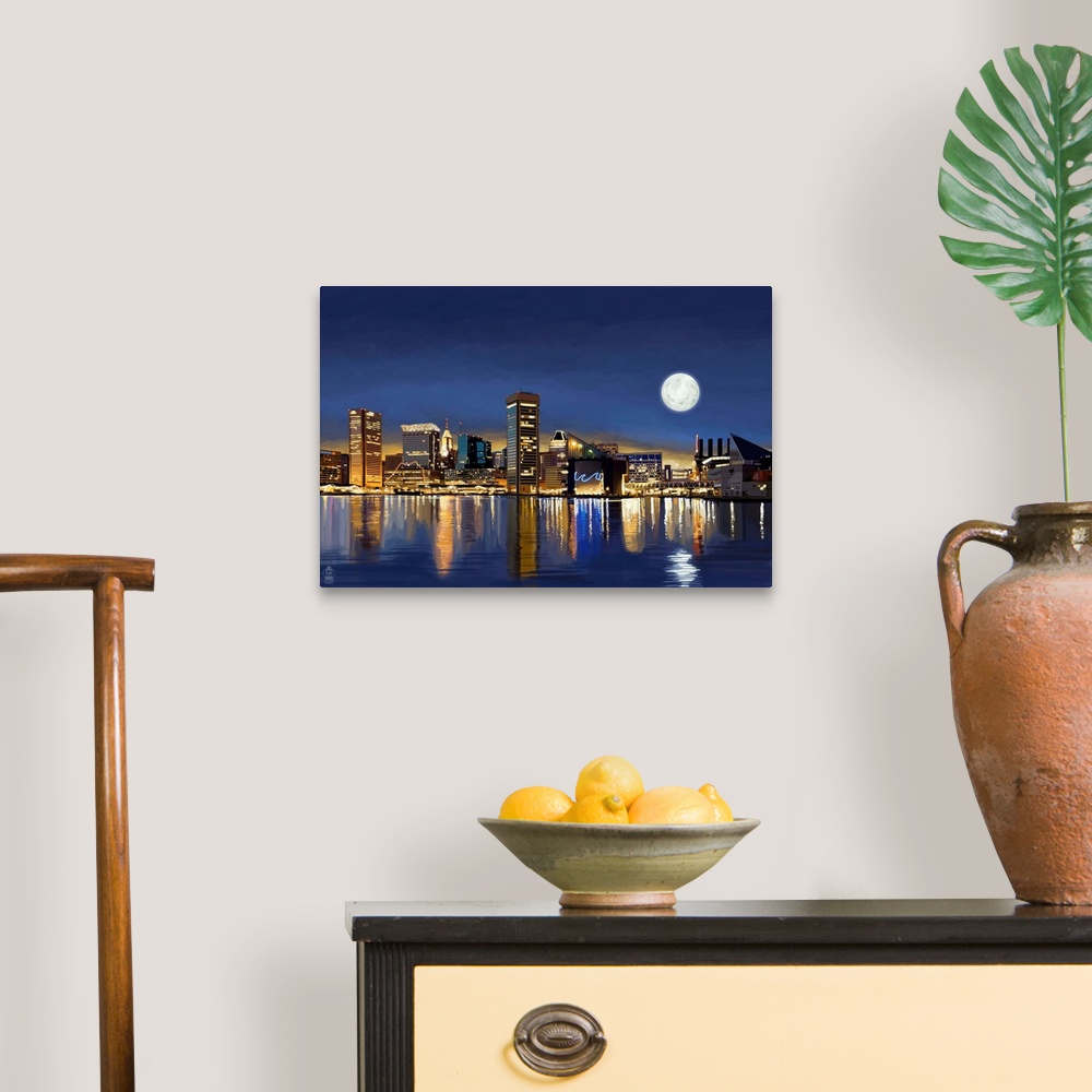 A traditional room featuring Baltimore, Maryland, Skyline at Night