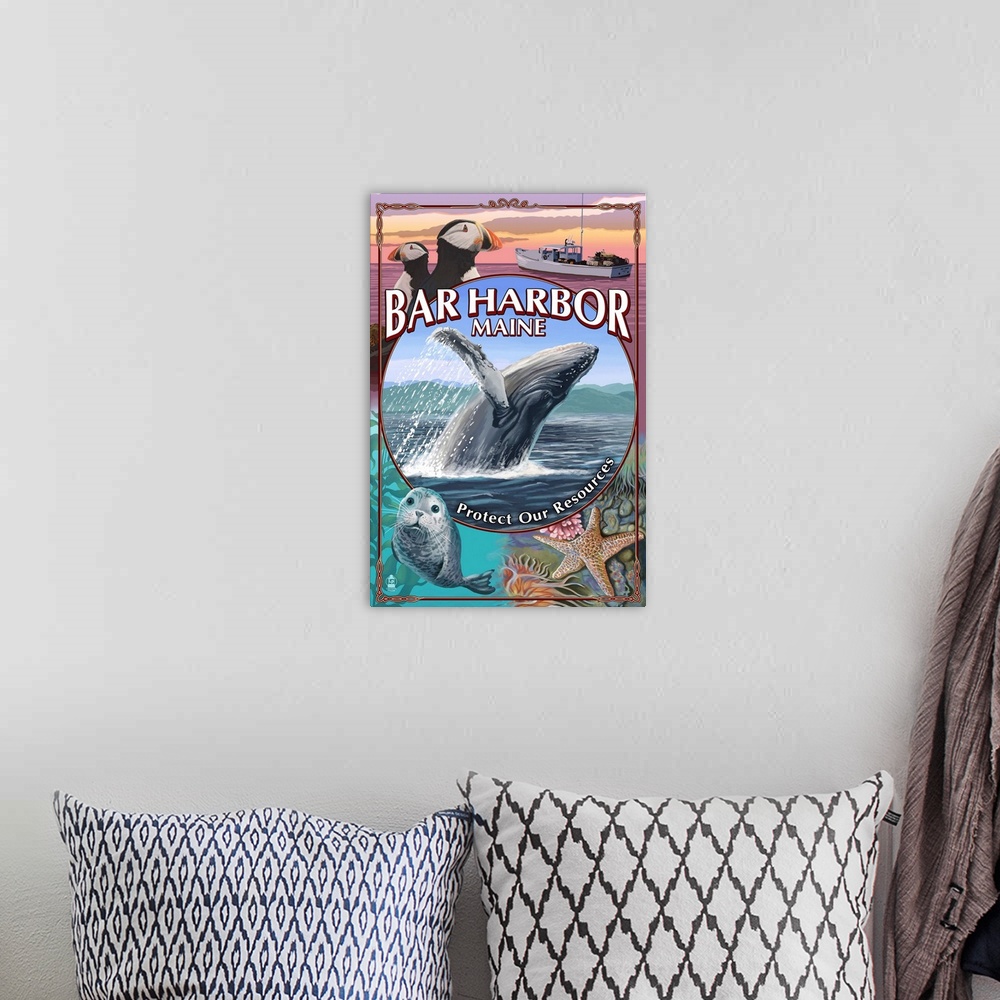 A bohemian room featuring Bar Harbor, Maine, Wildlife Montage
