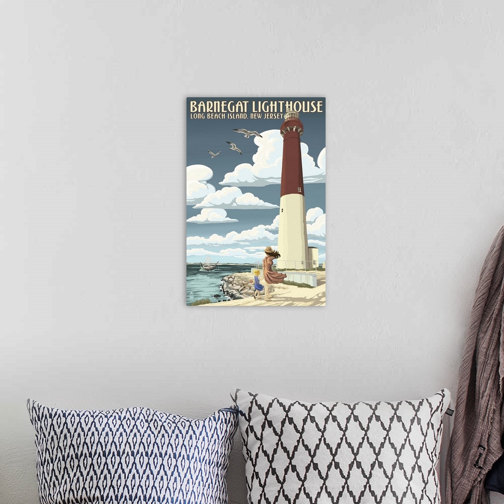 A bohemian room featuring Barnegat Lighthouse, New Jersey Shore