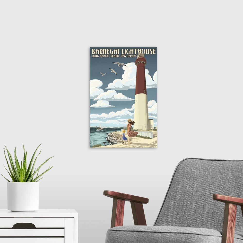 A modern room featuring Barnegat Lighthouse, New Jersey Shore