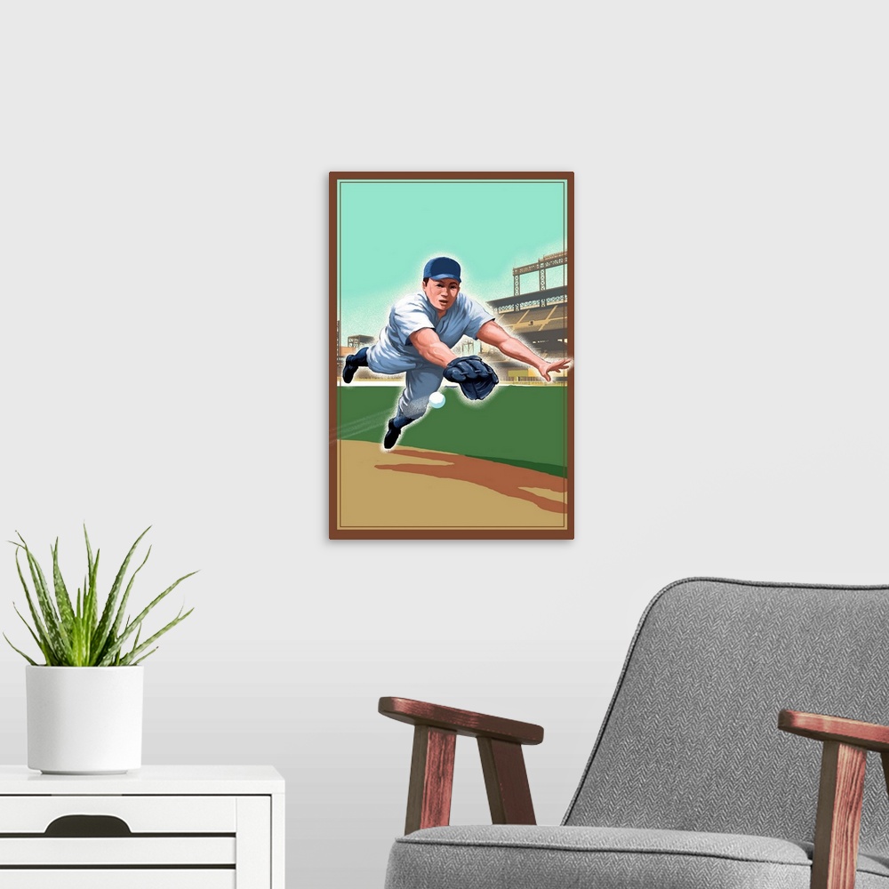 A modern room featuring Baseball, Shortstop