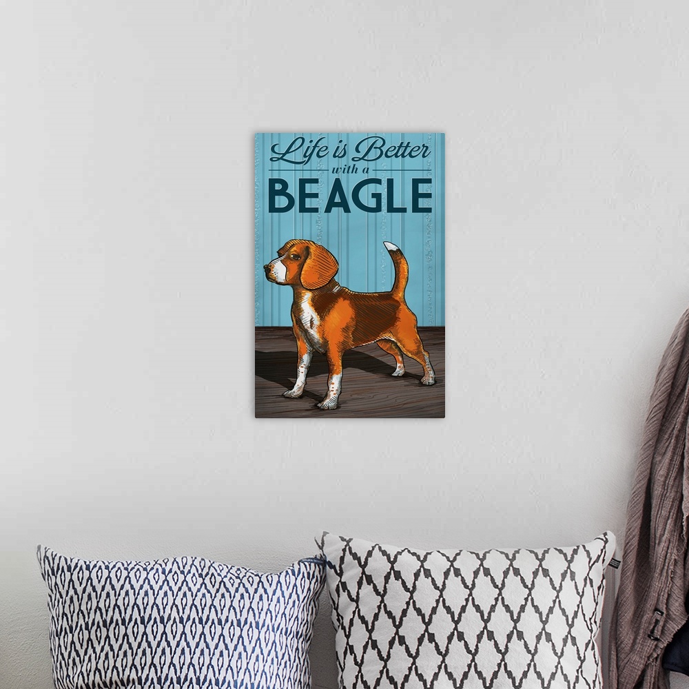 A bohemian room featuring Beagle, Life is Better