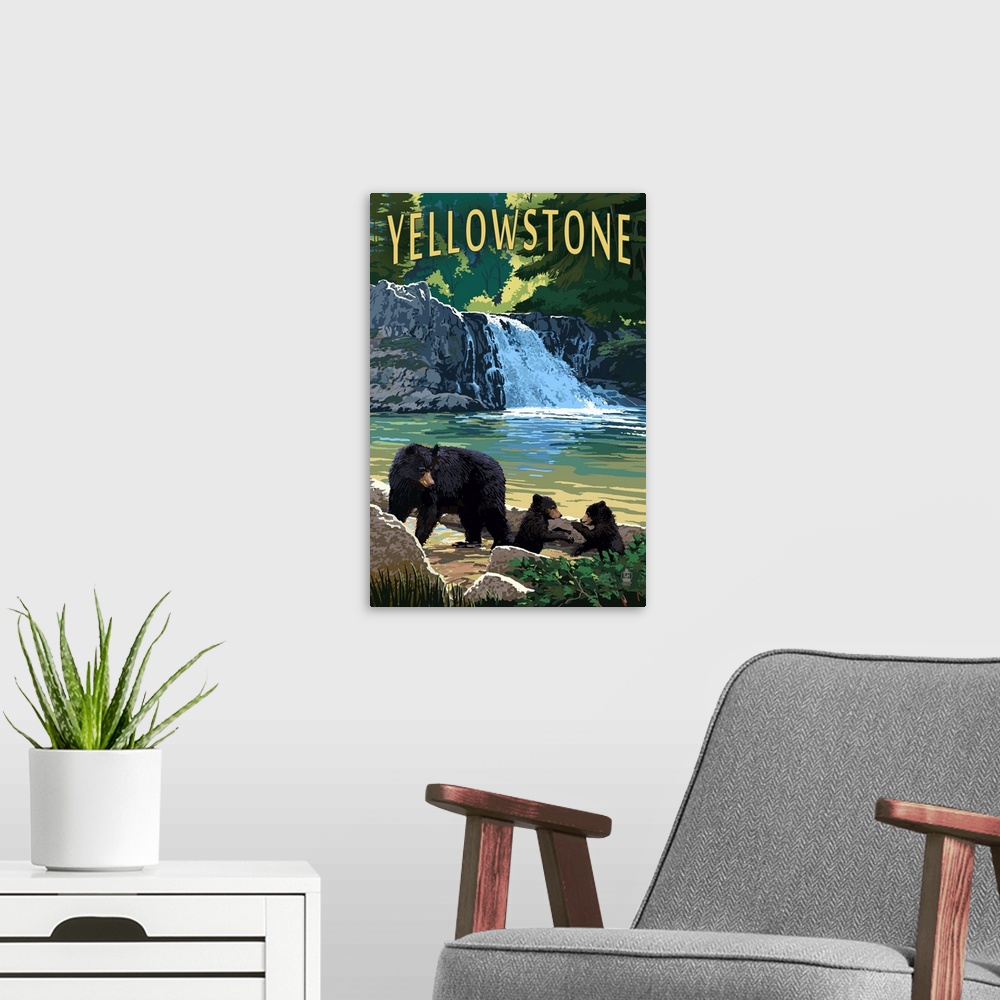 A modern room featuring Bear Family, Yellowstone