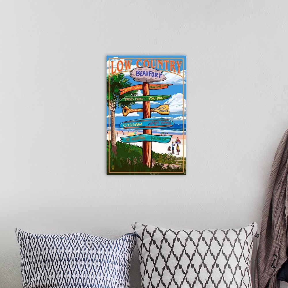 A bohemian room featuring Beaufort, South Carolina - Sign Destinations: Retro Travel Poster