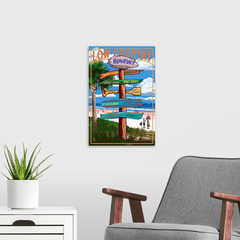 A modern room featuring Beaufort, South Carolina - Sign Destinations: Retro Travel Poster